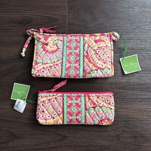 NWT Vera Bradley Set of 2 Capri Melon Retired Print Makeup Bags